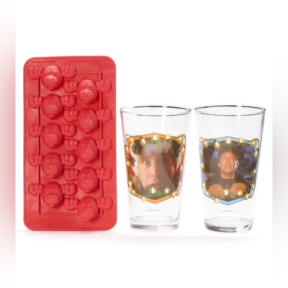 NWT National Lampoon’s Christmas Vacation 3pc Pint Glass. & Ice Cube Tray Set - Picture 2 of 5